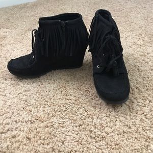 Black wedge ankle boots